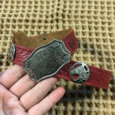 Justin  Red Tooked Leather Cowhide Toddler Belt 24 inches