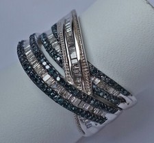 1,10 Ct♦️ Blau Weiss Brillant Ring aus 925 Silber mit Diamant Diamanten ♦️8153