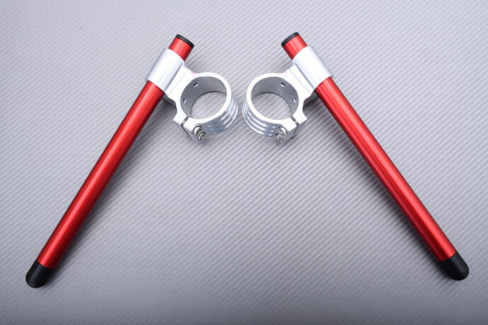 Demi-guidon surélevé 46mm moto Kawasaki ZX9R 2000 2001 2002 2003 argent rouge