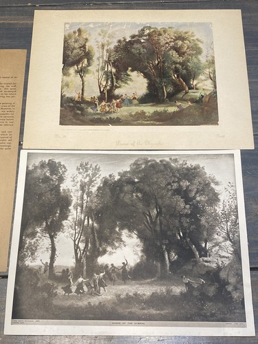 Dance Of The Nymphs VTG ART PRINT Lot Jean Baptiste Camille Corot Instructional - Picture 1 of 5