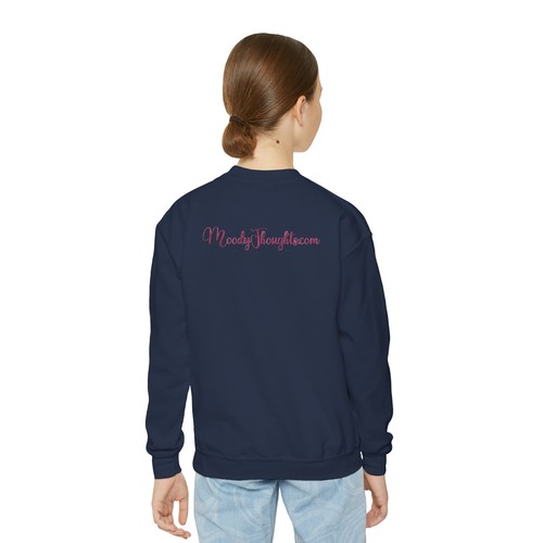 Happy Valentine's Day with Pink Heart Youth Kid's Unisex Crewneck Sweatshirt - Picture 21 of 21