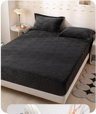 Soft Velvet Fitted Sheet King Size, Deep Pocket Comfy Bottom Sheet All Seasons