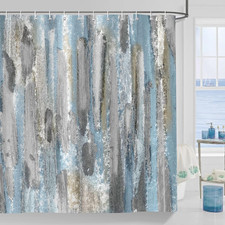 Abstract Shower Curtain, Blue Grey Brown Watercolor Oil Painting Modern