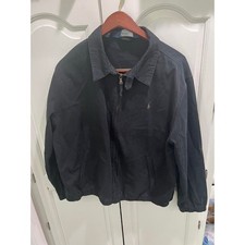 Polo Ralph Lauren Black Harrington Jacket Men XL Full Zip Cotton Golf Coat