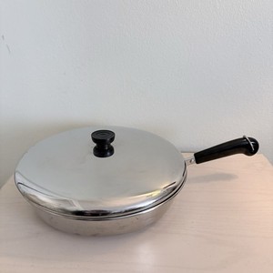 1988 REVERE WARE 12" SKILLET FRYING PAN w/ LID  ALUMINUM CORE BOTTOM