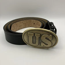 Dutyman Men's Belt Genuine Leather Large "US" Metal Belt Buckle Size 30 (1.25”)
