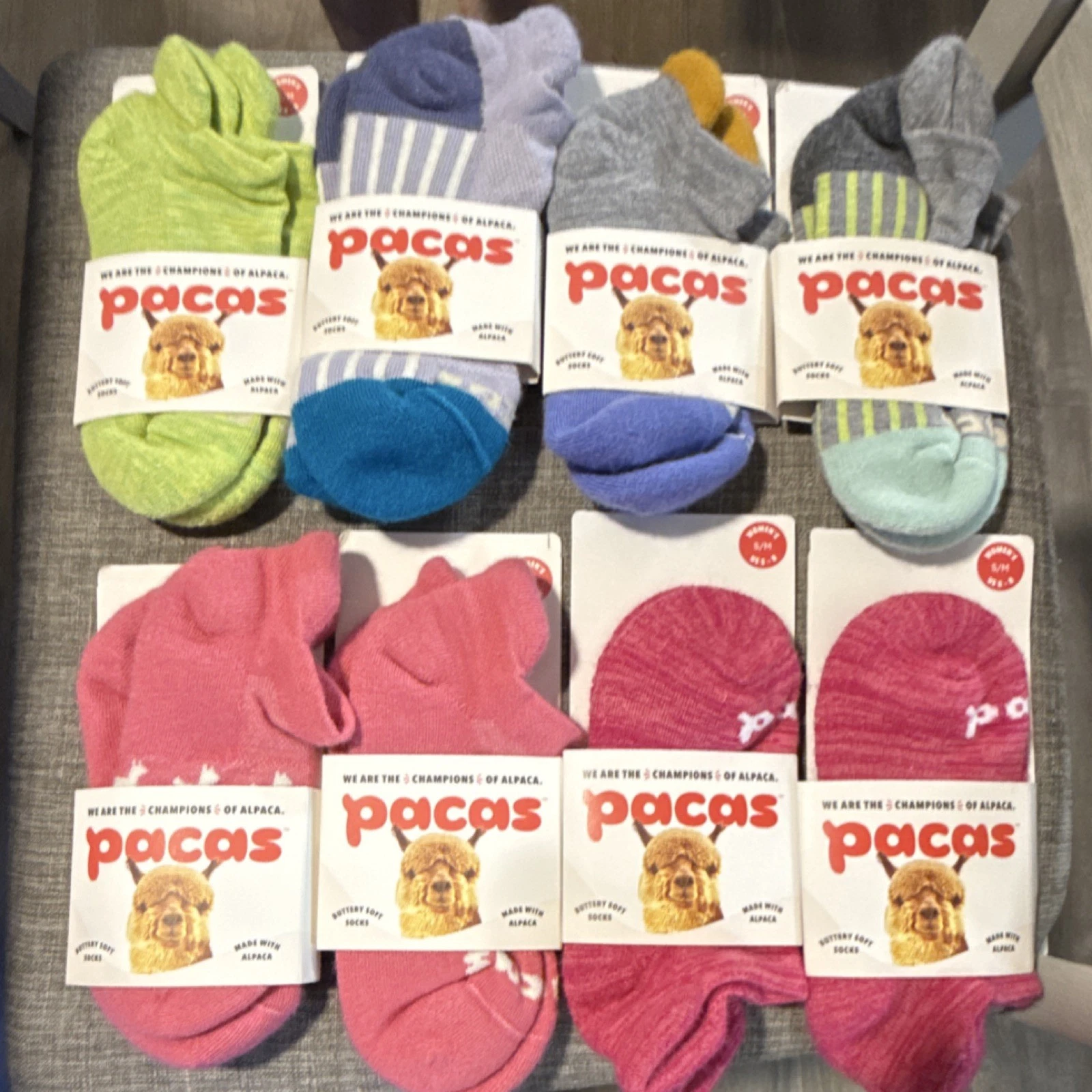 Women's Pacas Alpaca Blend Low Cut Socks Multicolor Size S/M (5-8) 8 Pair