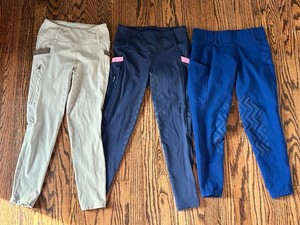 Lot of 3 - FitsT4 Sports Girls Riding Breeches Full Seat High Waist, Small (8-9)