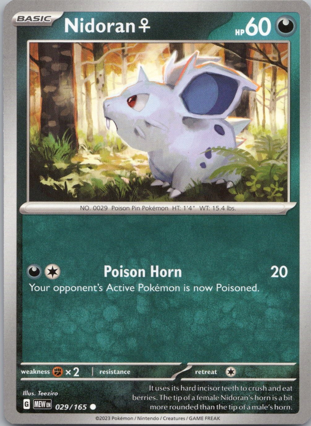 Pokemon Nidoran F Normal Common SV: Scarlet & Violet 151 029/165 NM