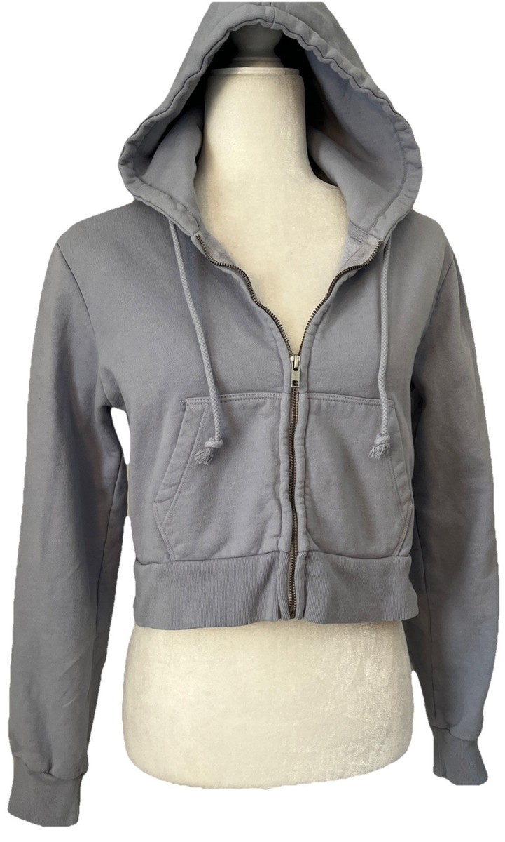 John Galt Brandy Melville Womens Full Zip Crop Hoodie Blue Purple 