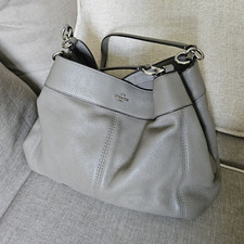 Coach Stone Gray Soft Pebble Leather Shoulder...