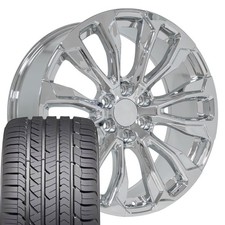 Oe Wheels Cv30 22x9 Chrome Rims Goodyear Sport Tires Set 6x139.7 28et