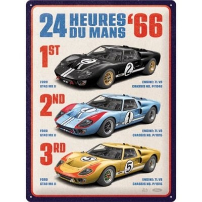 Ford GT 40 Le Mans Nostalgie Blechschild 40 cm NEU shield Winner Chart