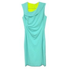 Elie Tahari Sleeveless Sheath Dress Teal Green Contrast Lining Size 2