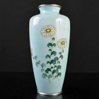 Old Japanese Cloisonne Vase Flowers Tamura Signed H8.5" Japan