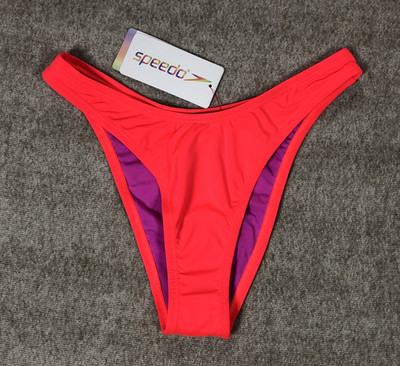 Speedo Solid Scoop High Leg Bikini Bottoms Orange XS UK 8 10 Cheeky FLU3NTE BNWT