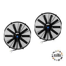 2x 14 Slim Fan Universal Push Pull Electric Radiator Cooling Fan Wmounting Kit