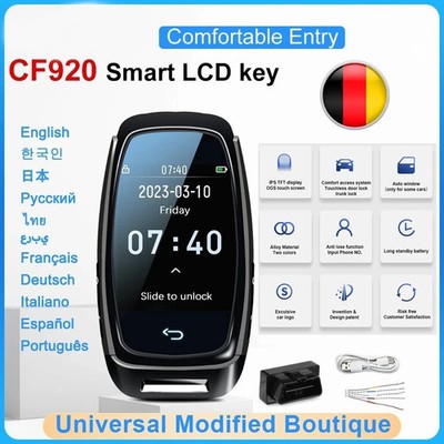 CF920 Smart Remote Key LCD Display Keyless Entry Auto Lock Unlock (Schwarz)