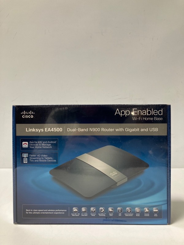 Cisco App Enabled Linksys EA4500 Dual-Band N900 Router - New in Sealed Box