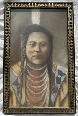 Vintage Native American Decorative Wall Print Wooden Frame 12 X 18 Inches