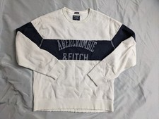 Abercrombie Fitch Sweatshirt Mens Size M White Blue Distressed Crewneck