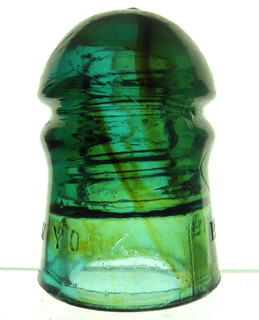 WILD Intense CRAZY AMBER Swirled Brookfield Pony Glass Insulator