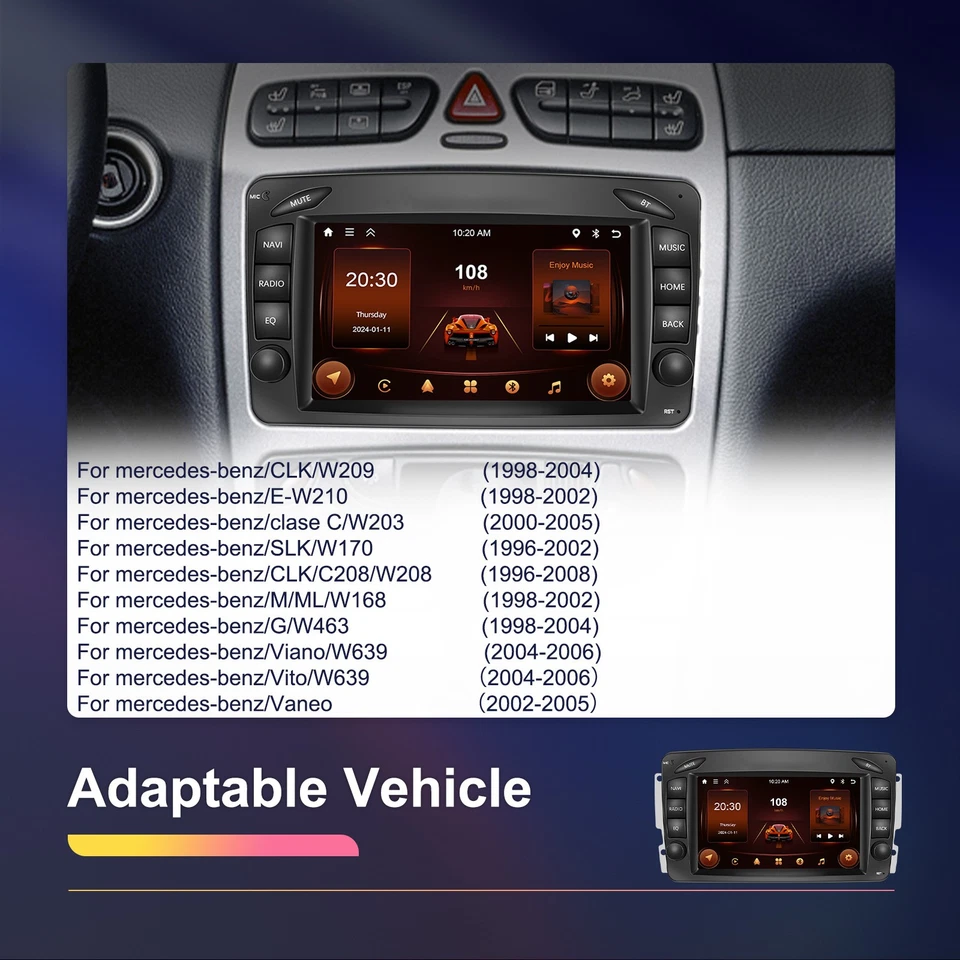 64GB Für Mercedes Benz G/C-Klasse W203 CL203 S203 W463 Android Autoradio Carplay - Bild 2 von 4