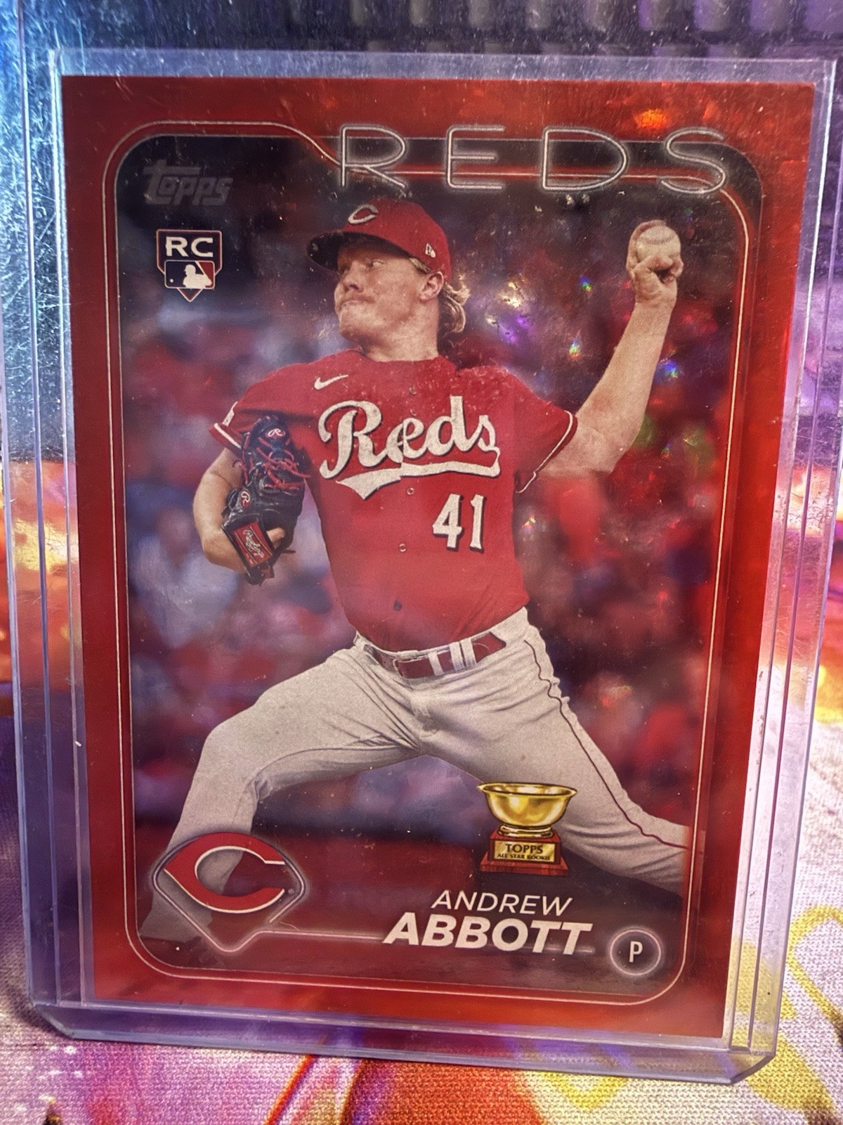 2024 Topps Series 1 - Andrew Abbott #214 Red Crackle Foil /199 (RC) Color match