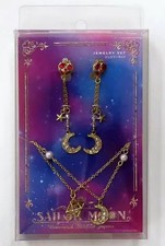 Sailor Moon Jewelry Set Necklace Earrings Silver Metal Accessories