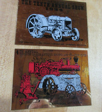 2 Metal Plaques Antique Engine Show Harrison MI Clare Co. 1988 1994  (mk)