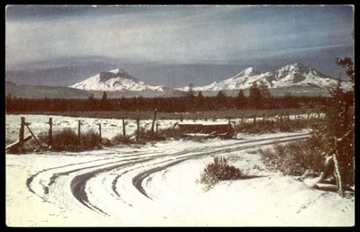WESCO Three Sisters Oregon Cascades Winter Snow Photo Postcard Mike Roberts