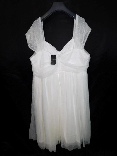 Torrid Size 22 NWT Special Occasion Ivory Dot Mesh Midi Skater Dress Sleeveless - Picture 4 of 7