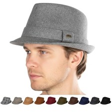 Men  s Fedora Hat   Vintage Wool Blend Short Brim Dress 7 1/4-7 5/8 Light Grey