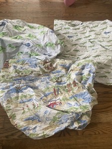Set Of 3 Pottery Barn Kids Fitted Crib Sheets Green Alligator, Turtles Beach