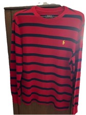 Polo Ralph Lauren Youth L 14-16 Long Sleeve Red/Blue Striped Shirt Pullover