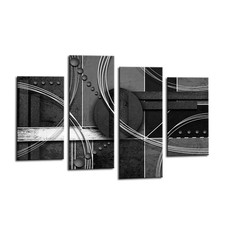 Abstract Wall Art Print Black Grey White Large Framed Split Canvas Picture