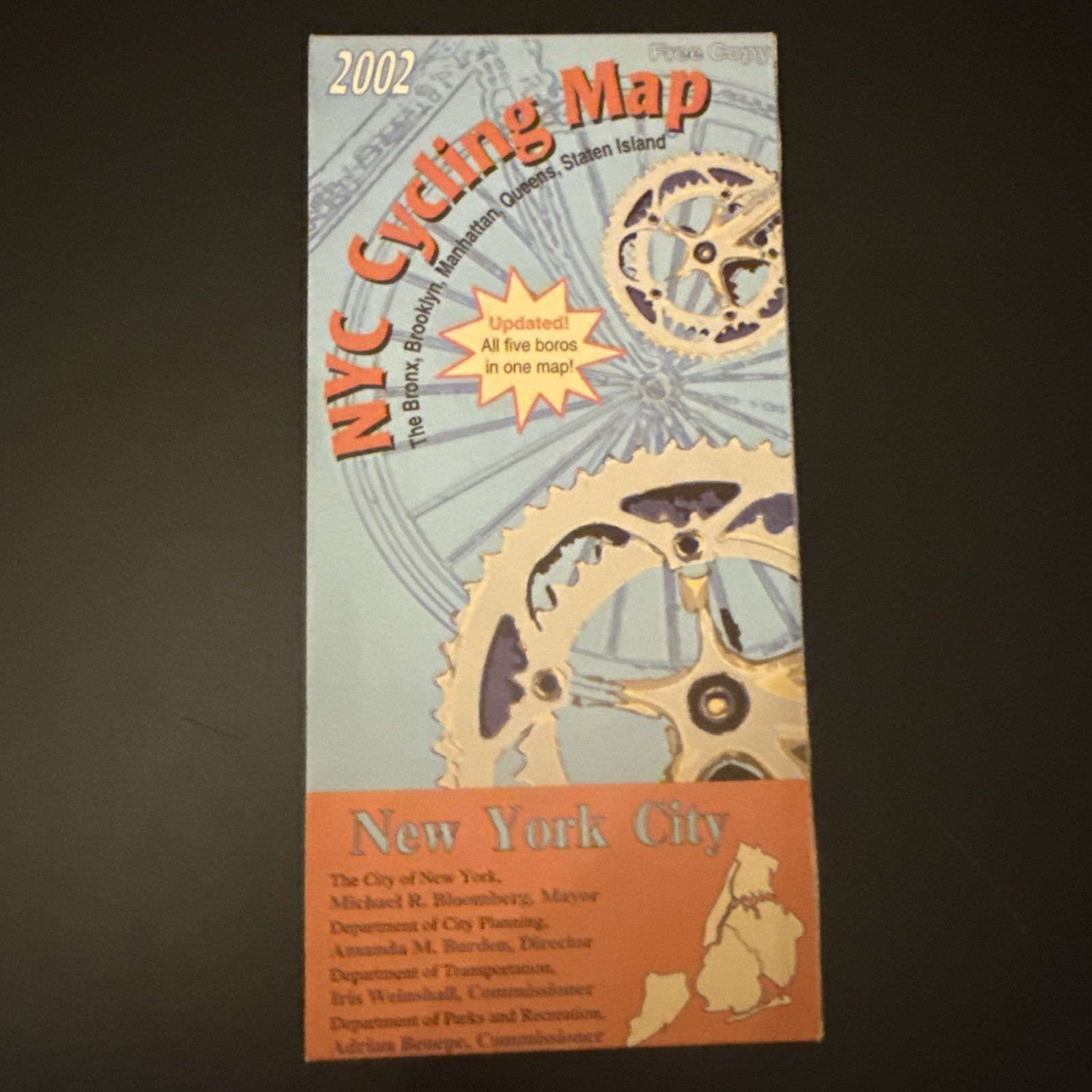 Vintage 2002 NYC Official CYCLING MAP Mayor Michael R Bloomb