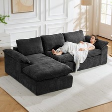 105" Cloud Modular Sectional Sofa Couch with L-Shape Chaise Grey