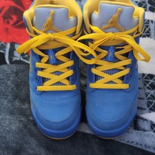 Jordan Air Jordan 5 Kids Mid Top Lace-Up Blue Yellow Gray Sneakers US 5