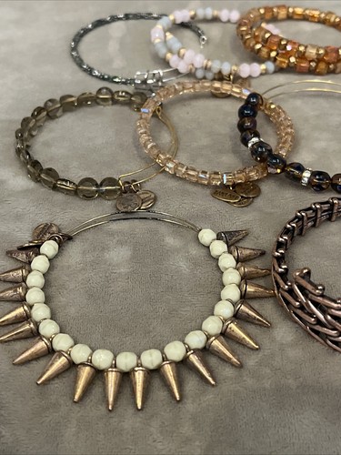 Alex & Ani Lot of 8 Bangles Beaded Colorful Bracelets Gold Tones - Picture 2 of 8