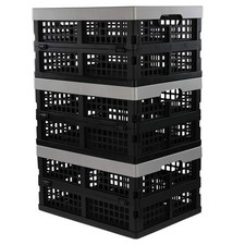 FOLDING STORAGE CRATE Collapsible Container Basket Bin Set of 3 16L By JEKIYO