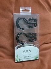 AVA Modern Decor Black Roller Metal Shower Hooks Set of 12 Bathroom Decorative
