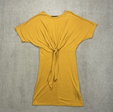 FOREVER 21 Contemporary Womens Small Tie Shirt Dress Yellow Maize