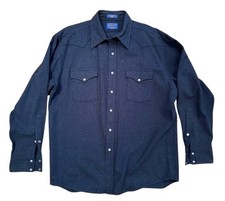 Pendleton Blue Canyon Wool Western Shirt Mens Sz Medium Pearl Snap Cowboy