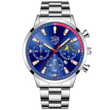 Men's Luxury Silver Quartz Watch with Luminous Calendar and Stainless Steel