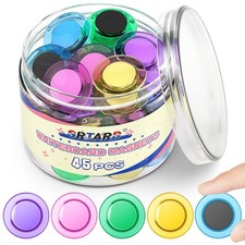 45 Pcs Colorful Round Magnets for Whiteboard and Fridge   Strong Office Magnets