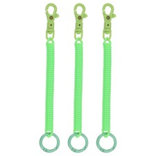 3pcs Retractable Coil Springs Keychain with Plastic Lobster Clasp Keyring Green