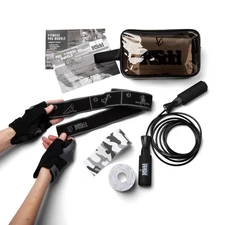 Pro Fitness Bundle Set with Workout Gloves, Jump Rope, Kinesiology Tape, Resi...