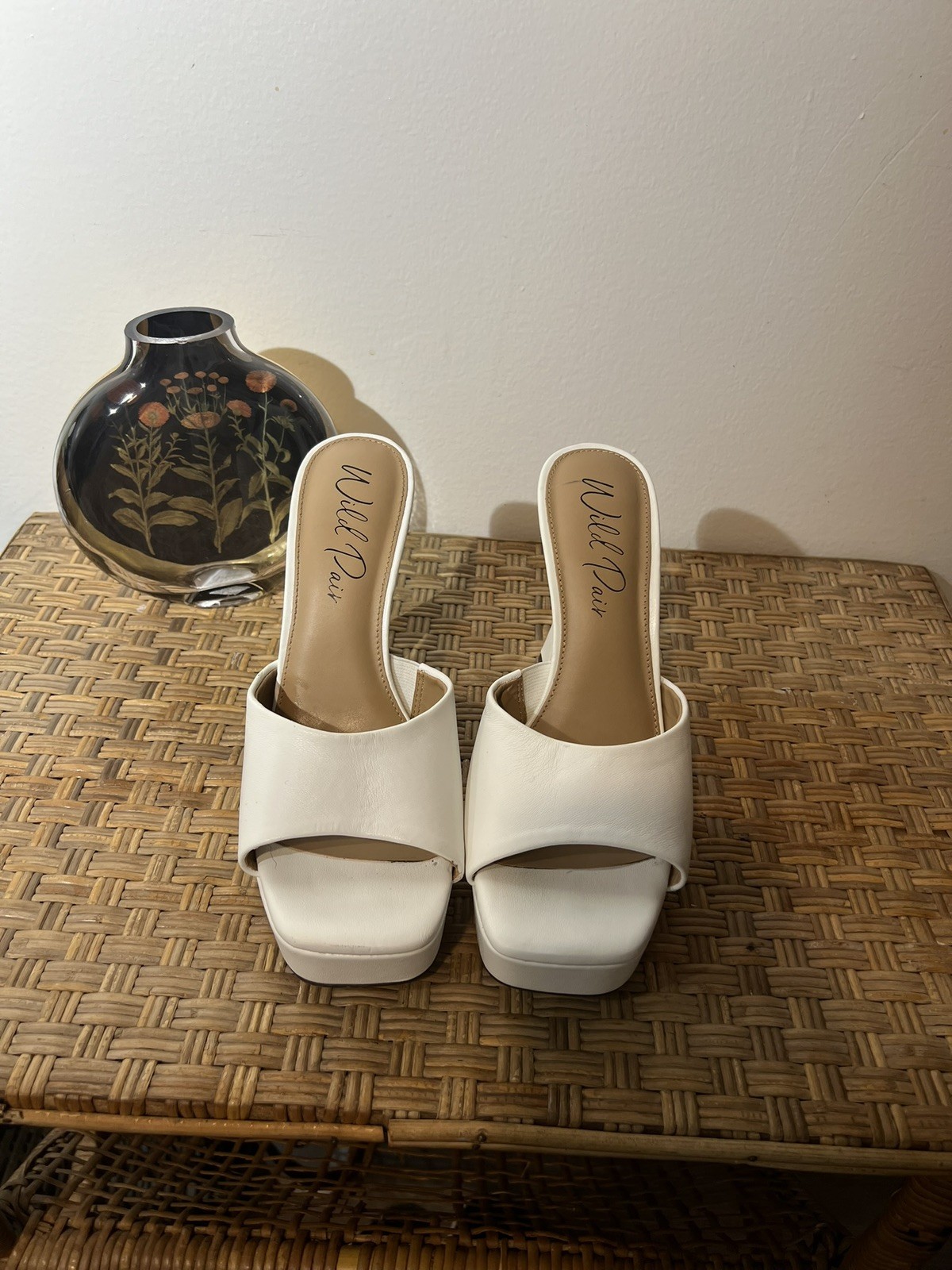 Heels Peep-Toe Faux Leather  Platform Sandals COLOR WHITE SIZE 9-image
