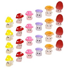  24pcs Mini Garden Figurines - Miniature Mushroom Decor - Resin Figures Little
